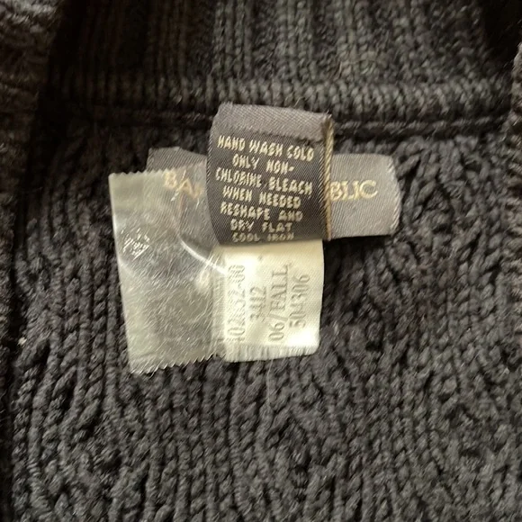 Banana Republic Sz M Belted Black Chunky Knit  Button Down Long Cardigan - Picture 11 of 16